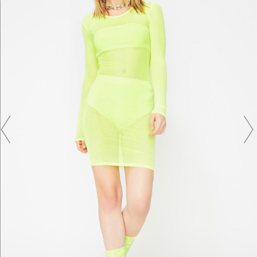 Sheer lime green dress